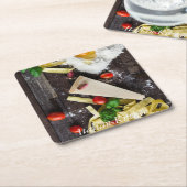 食イタリアン品のパーソナライズ文字 スクエアペーパーコースター (アングル)