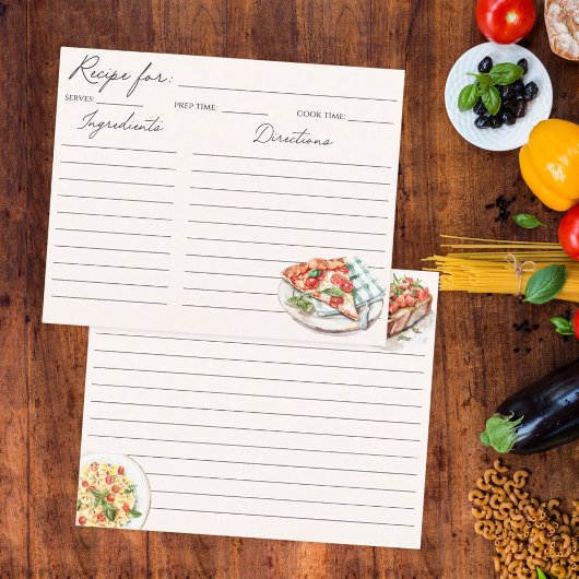 食イタリアン品イラストレーションファミリーレシピカード
