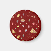 食イタリアン品パターン。シームレスイタリアン食品 マグネット (正面)