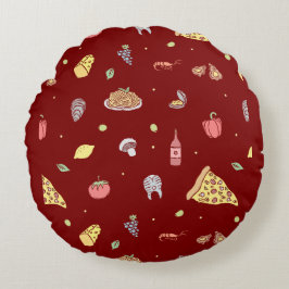 食イタリアン品パターン。シームレスイタリアン食品 ラウンドクッション