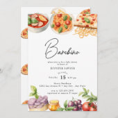 食イタリアン品 |水彩赤ちゃんシャワー 招待状 (正面/裏面)