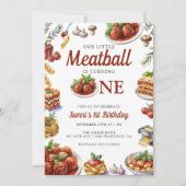 食イタリアン品 | 水彩1回目の誕生日 招待状 (正面)