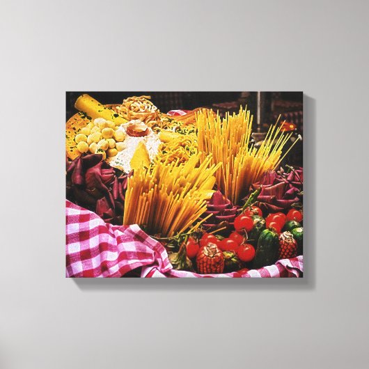 食イタリアン物写真台所壁デコ キャンバスプリント (正面)