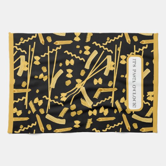 食イタリアン物，パスタ模様 キッチンタオル (横)