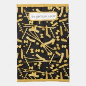 食イタリアン物，パスタ模様 キッチンタオル (縦)