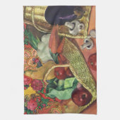 食オーガニックべ物，庭野菜，咲く花 キッチンタオル (縦)