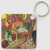 食オーガニックべ物，庭野菜，咲く花 キーホルダー (裏面)