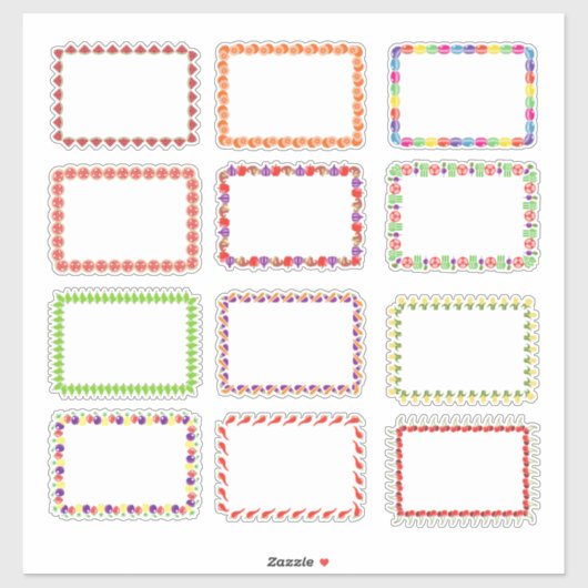 食カラフル品テーマ枠ラ空白のベル シール (シート)