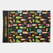 食カリブの品パターン(の模様が)ある名前をカスタムする キッチンタオル (横)