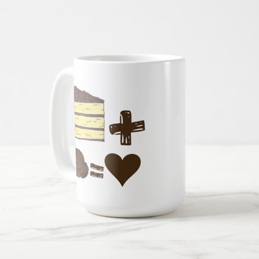 食クラシックべ物ペアリングケーキ+アイスクリーム=愛ハート コーヒーマグカップ (正面左)