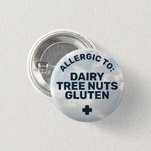 食シンプル品アレルギー医療注意喚起の写真の背景 缶バッジ (正面&裏面)