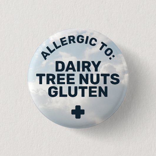 食シンプル品アレルギー医療注意喚起の写真の背景 缶バッジ (正面)