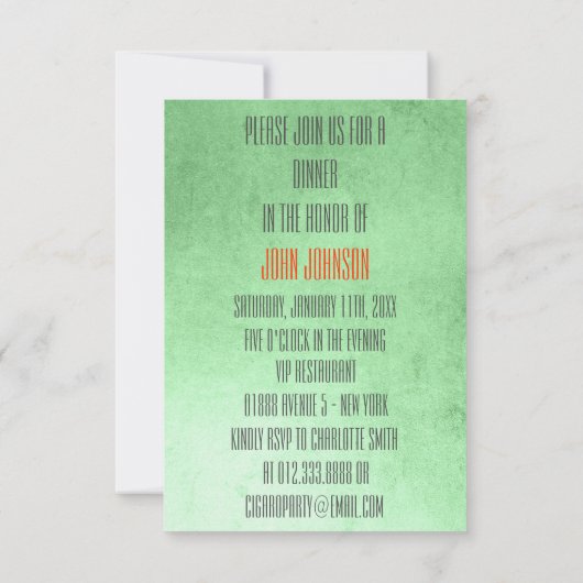 食パーソナライズされたイタリアン食ディナー招待状 招待状 (裏面)