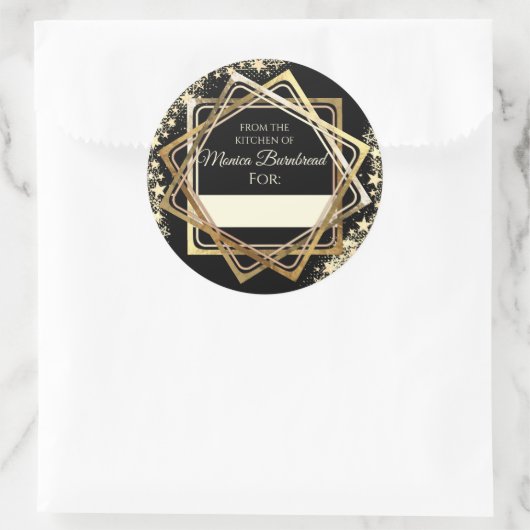 食フェイク品の台所から金ゴールドの星 ラウンドシール (バッグ)