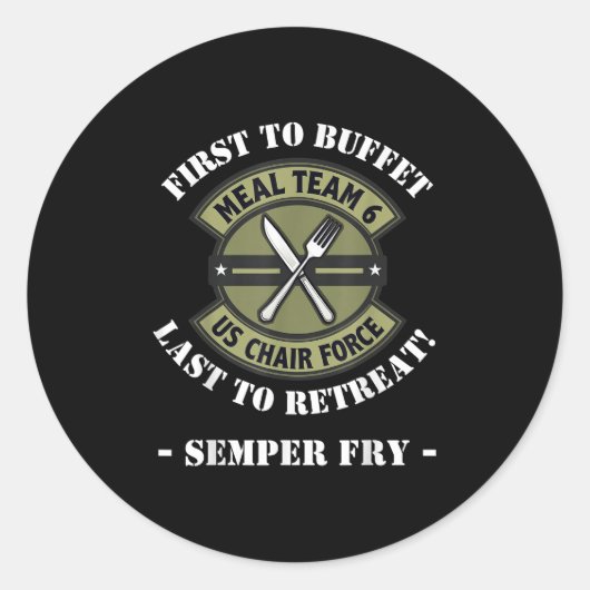 食事おもしろいチーム6米国議長力フードユーモアのデザイン ラウンドシール (正面)