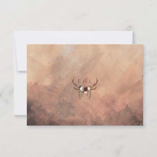 食事が付いている素朴な森林羽そして花の開花 出欠カード (裏面)