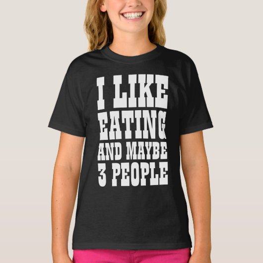 食事が好きかも＋３人Tシャツ Tシャツ (正面)