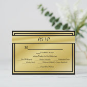 食事との黒および金ゴールド第50記念日RSVP 出欠カード (スタンド正面)