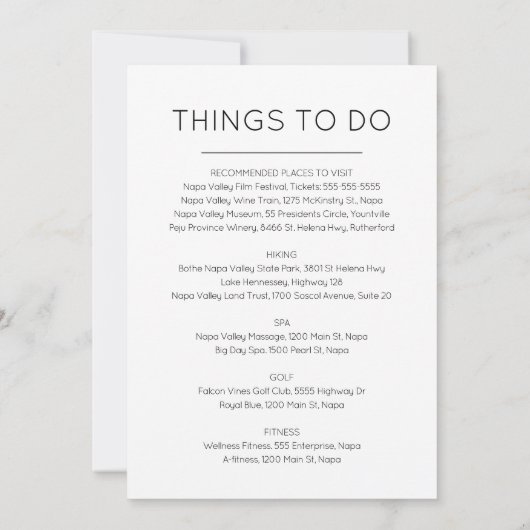 食事とアクティビティのカード 招待状 (裏面)