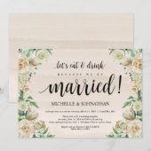 食事と飲み物、結婚式の招待状（駆け落ち編） 招待状 (正面/裏面)