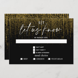 食事のモダン選択RSVPエギー金ゴールドグリッター 招待状