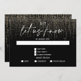 食事のモダン選択RSVPエッジシャンパーニュグリッター 招待状