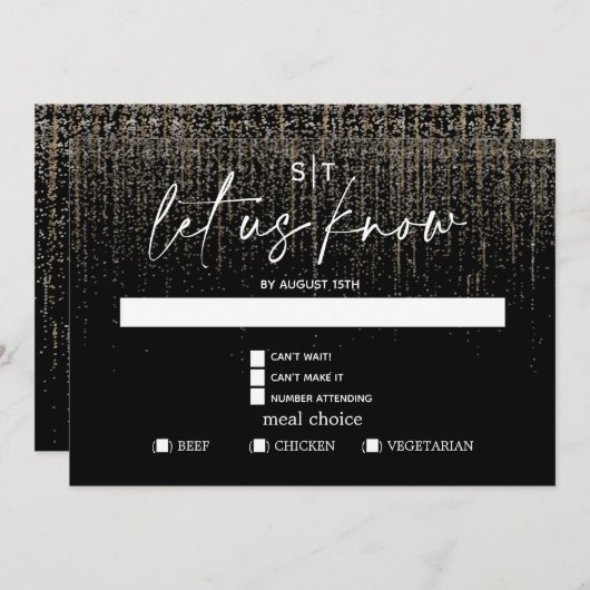食事のモダン選択RSVPエッジシャンパーニュグリッター 招待状 (正面/裏面)