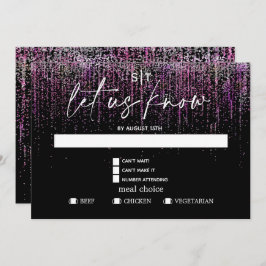 食事のモダン選択RSVPエッジマゼンダグリッター 招待状