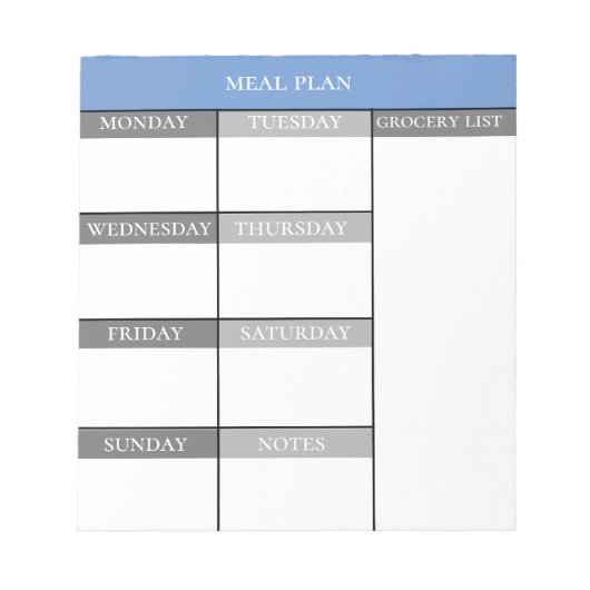 食事の準備プランナー週次食料品一覧 ノートパッド (正面)