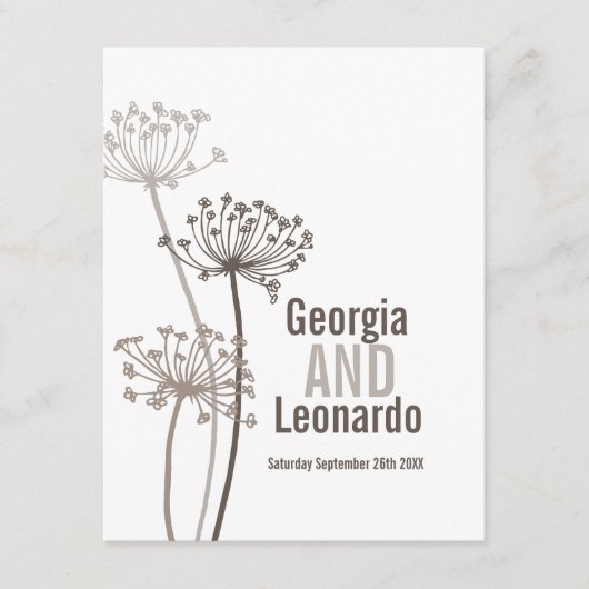 食事の結婚好みchervil flowhead brown エンクロージャーカード (正面)