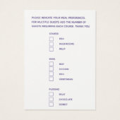 食事の結婚選択の紫外線芸術の小さなカード (裏面)