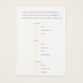 食事の結婚選択イエローウォーター色の返信カード (裏面)