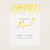 食事の結婚選択イエローウォーター色の返信カード (正面)