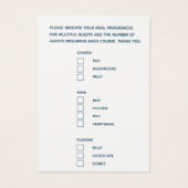 食事の結婚選択グレーブルーアート小さなカード (裏面)