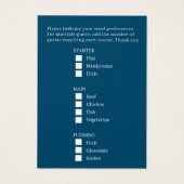 食事の結婚選択コーラルブルーの小さなカード (裏面)