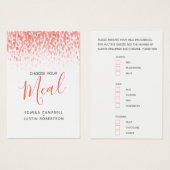 食事の結婚選択サンゴの水の色の返信カード (正面&裏面)