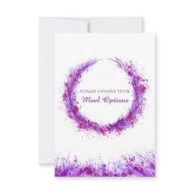 食事の結婚選択パープルスプラッシュエンクロージャカード