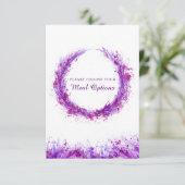 食事の結婚選択パープルスプラッシュエンクロージャカード 出欠カード (スタンド正面)