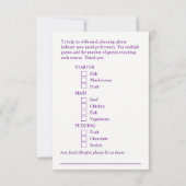 食事の結婚選択パープルスプラッシュエンクロージャカード 出欠カード (裏面)