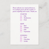 食事の結婚選択パープルパンジーフローラ エンクロージャーカード (裏面)