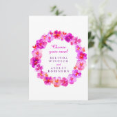 食事の結婚選択ピンクのパンジーフローラ エンクロージャーカード (スタンド正面)