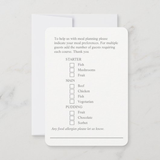 食事の結婚選択ピンクのフローラ返信カード 出欠カード (裏面)