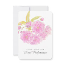 食事の結婚選択ピンクのフローラ返信カード