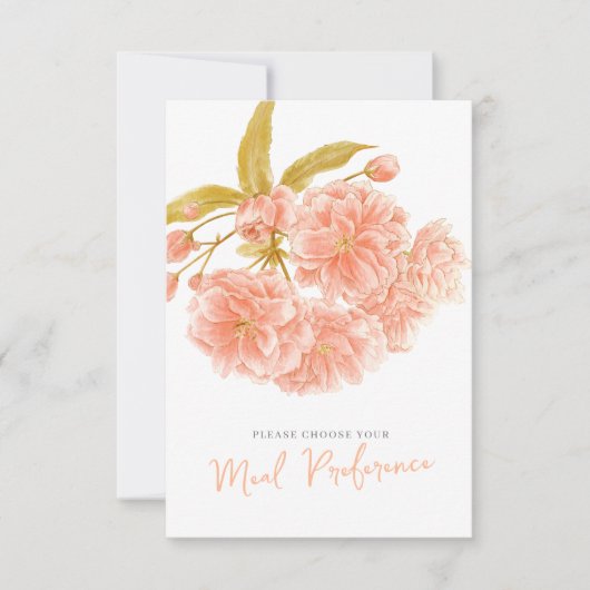 食事の結婚選択ピーチフローラ返信カード 出欠カード (正面)