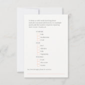 食事の結婚選択ピーチフローラ返信カード 出欠カード (裏面)