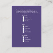 食事の結婚選択ホアリー紫色の花 エンクロージャーカード (裏面)