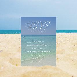 食事の選択と美しいビーチ結婚式 出欠カード