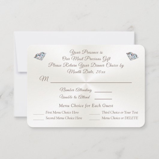 食事の選択のダイヤモンドカスタマイズ可能なRSVPのカード 出欠カード (裏面)