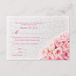 食事の選択のパチパチ鳴る音のペンキRSVPのピンクのバラ 出欠カード