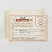 食事の選択のヴィンテージRSVPの結婚式の電報 出欠カード (正面/裏面)